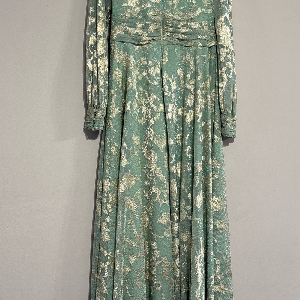 Betsy & Adam Foil Pattern Long Sleeve Gown Size 14 - Picture 5 of 8